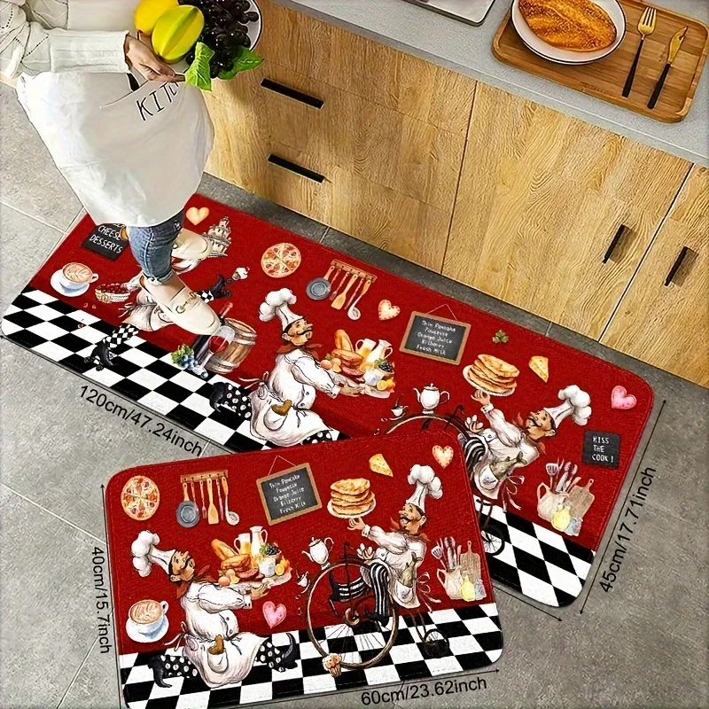 

Кухонный коврик на тему шеф-повара, европейский минималистичный нескользящий фланелевой коврик для ванной комнаты, прихожей, кухонной раковины, легко чистится, декор