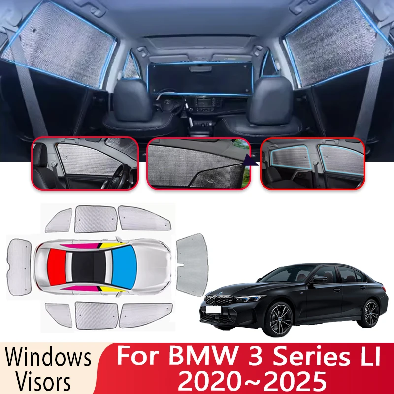 Car Sun Shade For BMW 3 Series LI 2020~2025 2021 2022 2023 2024 Windshield Sunshade Heat Insulation Auto Sun Visor Accessories