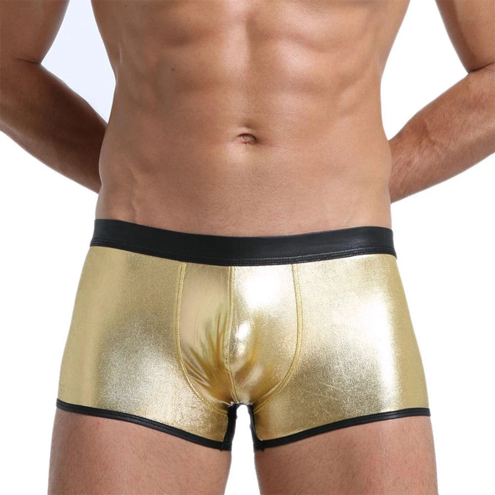 Brand New Fashion Men Underwear Briefs Trunks Underpants Wet Look Boxer Lingerie Low Waist Panties Sexy Shiny S~XL