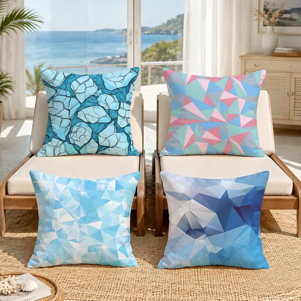 Pattern Cracked Ice Pattern Cushion Cover Premium Skin‑Friendly Short Plush Pillow Cover, Airy Casual Cushion for Hotel Homestay
