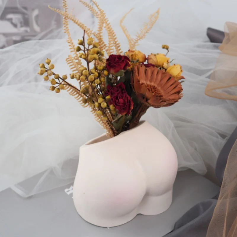 DIY Model Butt Flower Vase Silicone Molds Gypsum Pot Pen Holder Art Storage Decoration Desktop Ornament Resin Mold Handicrafts