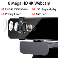 USB Camera Webcam 4K Autofocus 2K PC Web Camera With Microphone HD 1080P Webcam Computer Laptop for Live Streaming/Video Calling