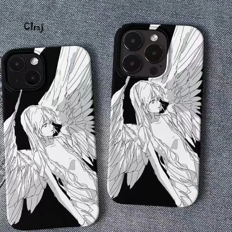 Clmj-Hermosa funda de teléfono de Ángel para iPhone, carcasa de silicona para iPhone 13, 12 Mini, 11, 14 Pro Max, 15 Plus, Se 2020, XR, X, XS, 7, 8