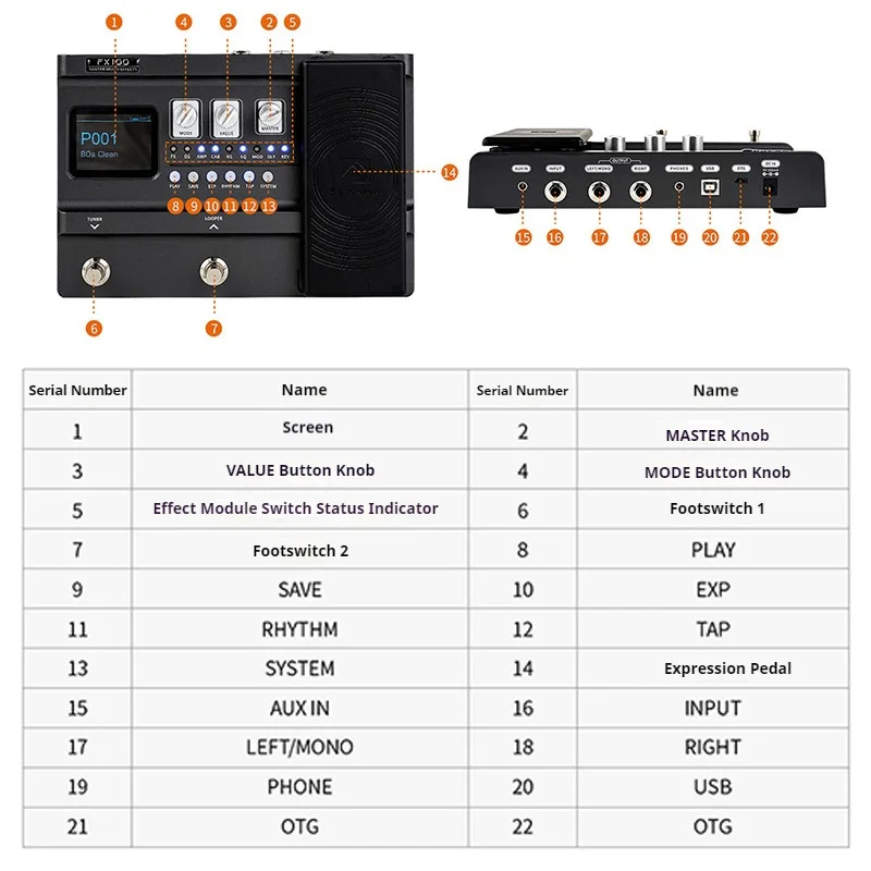 معالج احترافي متعدد التأثيرات لدواسة الجيتار الكهربائي مع 151 نوعًا من التأثيرات 200 إعدادات مسبقة لنمذجة تسجيل Looper Amp #5