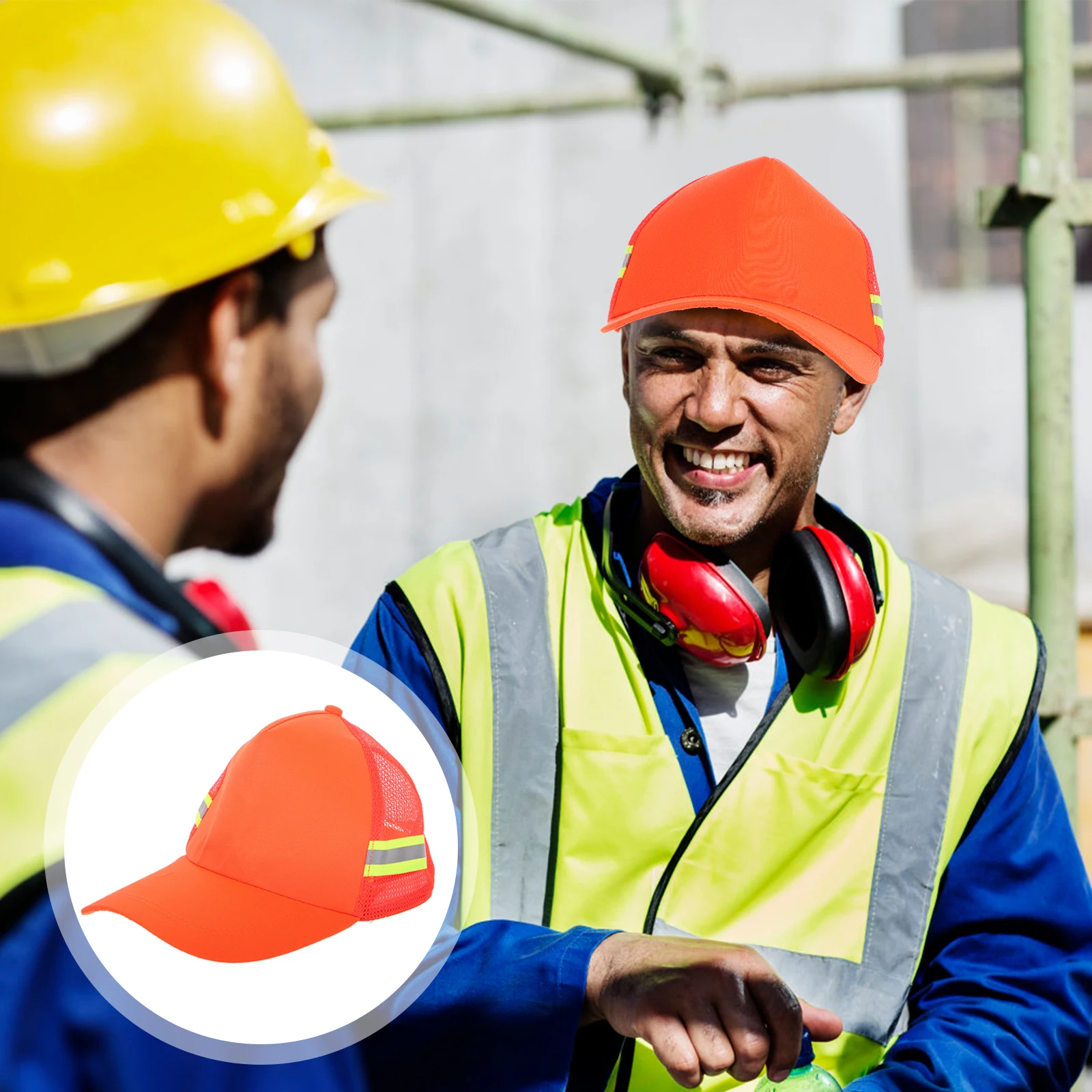 

Safety Cloth Hat Orange Thick Breathable Adjustable Strap Cap for Trucker Outdoor Work Protection Men Women Trucker Hat