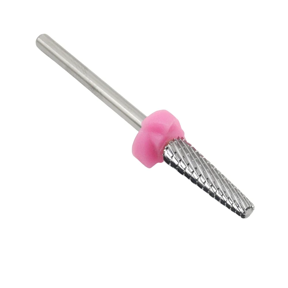 Forets à Ongles en Carbure de Tungstène Multifonctions, Rose, 5 en 1, Fraises Coniques pour Enlever le Gel et l'Acrylique, 1 Pièce