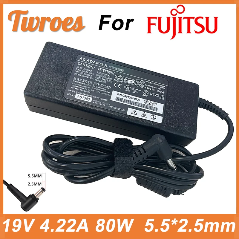 

Laptop Charger Power 19V 4.22A 80W For Fujitsu lifebook Adapter ADP-80N AH531 AH550 B6220 B6220 AH532 AH530 AH522 Power Supply