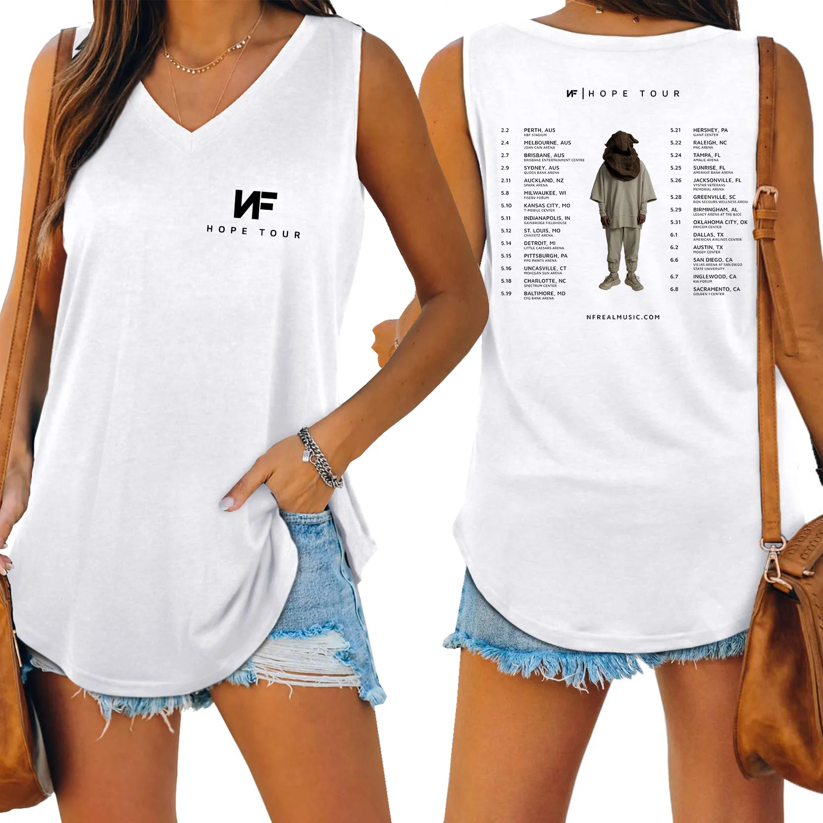 N.F Hope Tour 2024 Shirt Women Tank Top V-neck Sleeveless T-shirt Fans Gift Tops