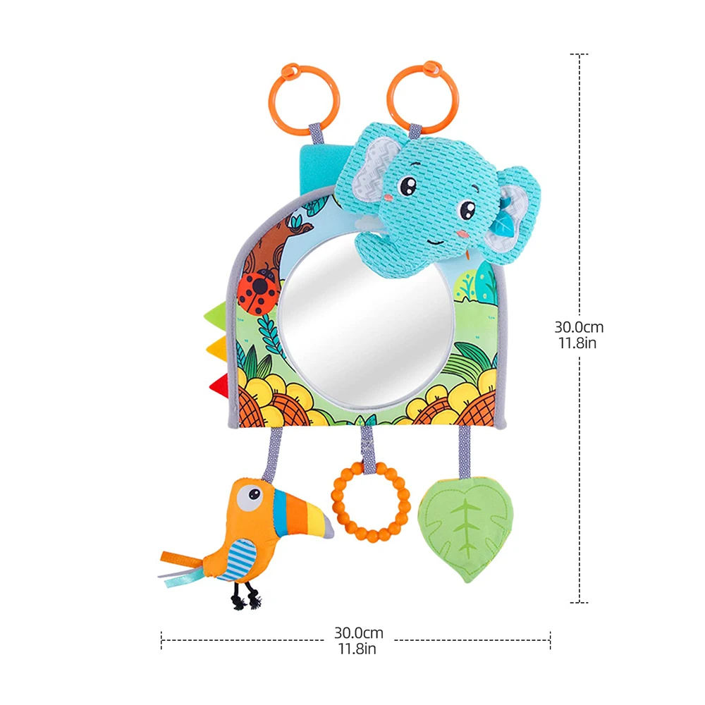 Baby Mirror Car Seat Toys Rear Teether and Crinkle Pape Fun Travel Infant Tummy Time Toys Babies Carseat Toy for Newborns Gifts