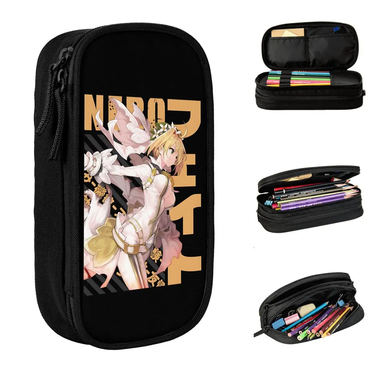 مصير البقاء ليلة نيرو كوديوس مقلمة مقلمة قلم رصاص لفتاة صبي سعة كبيرة حقيبة اللوازم المدرسية مستحضرات التجميل القرطاسية