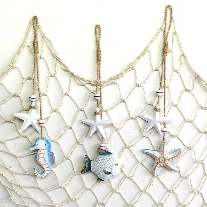 Décoration murale en bois de style méditerranéen avec animaux marins et corde de jute, ornement écologique pour la maison sur le thème nautique