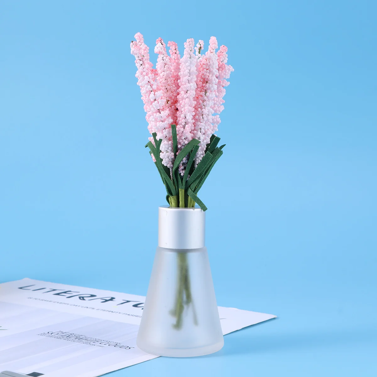 

Artificial Bouquet Pink and Simulation Lavender Set Realistic Home Party Wedding Decoration Floral Photography