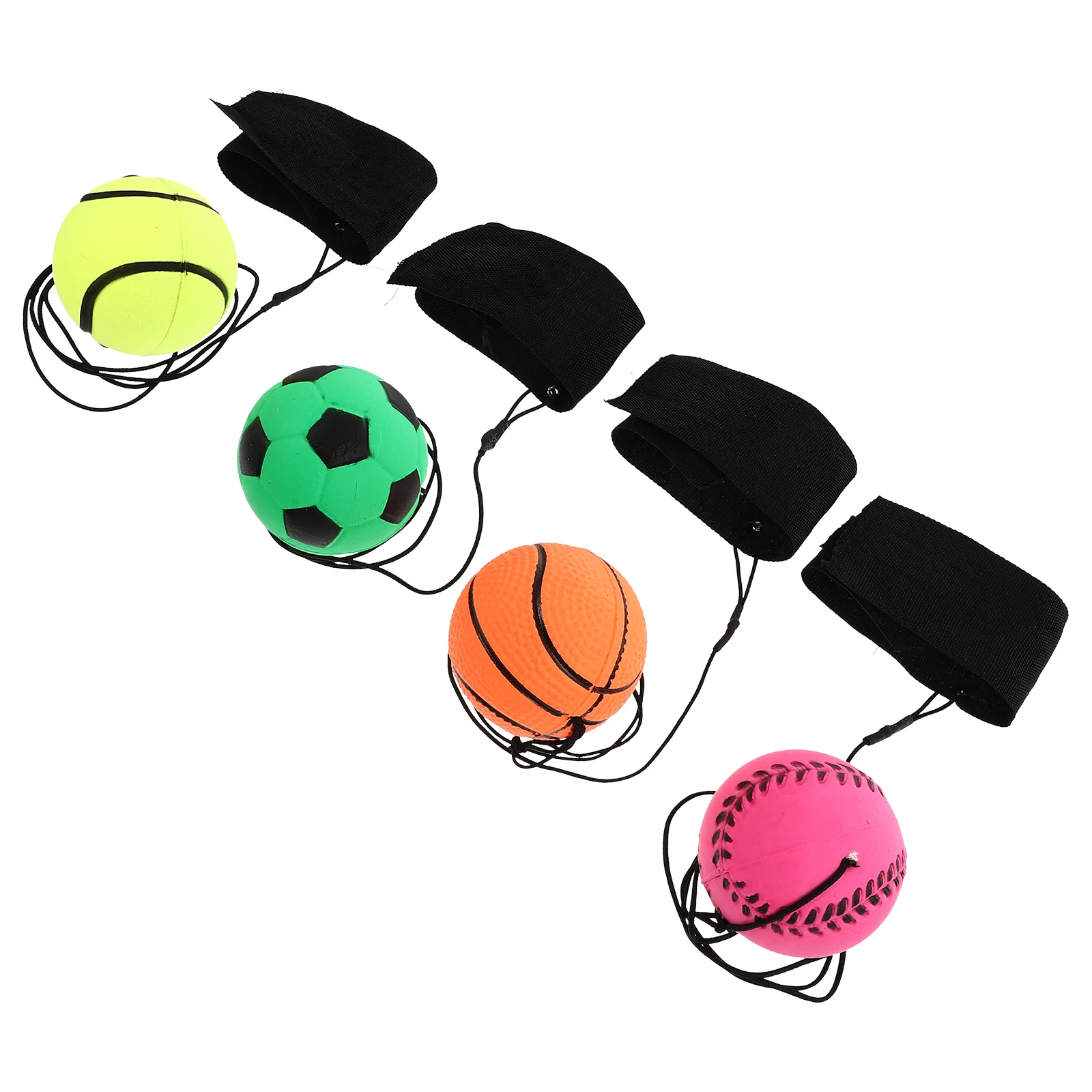 Pelota hinchable fluorescente para deportes al aire libre, 4 piezas, juguete de lanzamiento elástico para muñeca, Béisbol interactivo para padres e hijos