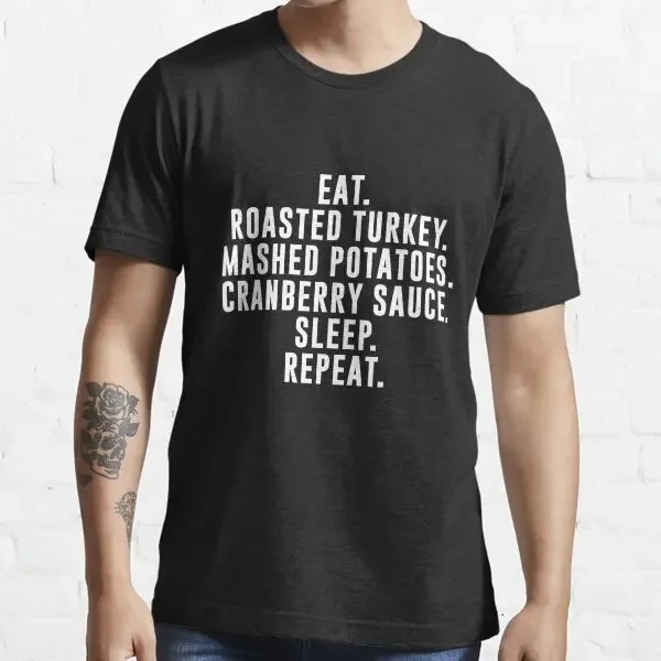 MEJOR VENTA Eat Sleep Turquía Yams Cranberry Acción de Gracias Navidad Camiseta