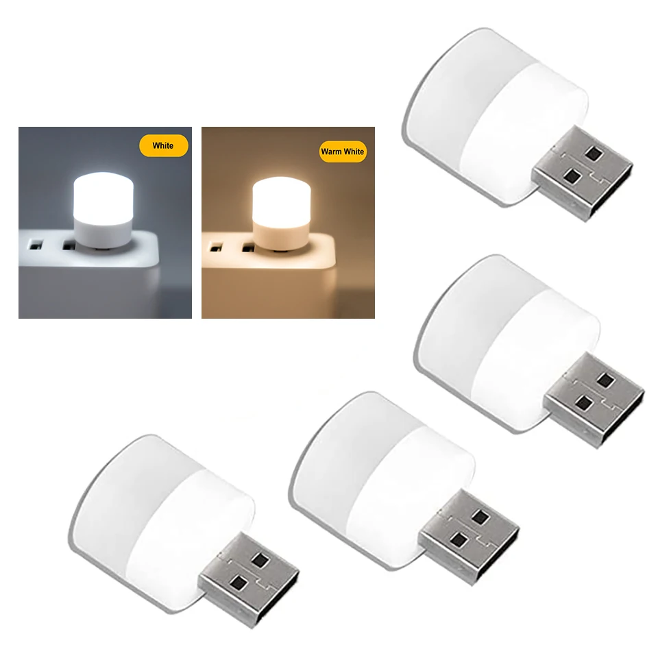 

USB Night Light Mini USB Plug Lamp Power Bank Charging USB Book Lights Small Round Reading Eye Protection Lamps 10Pcs