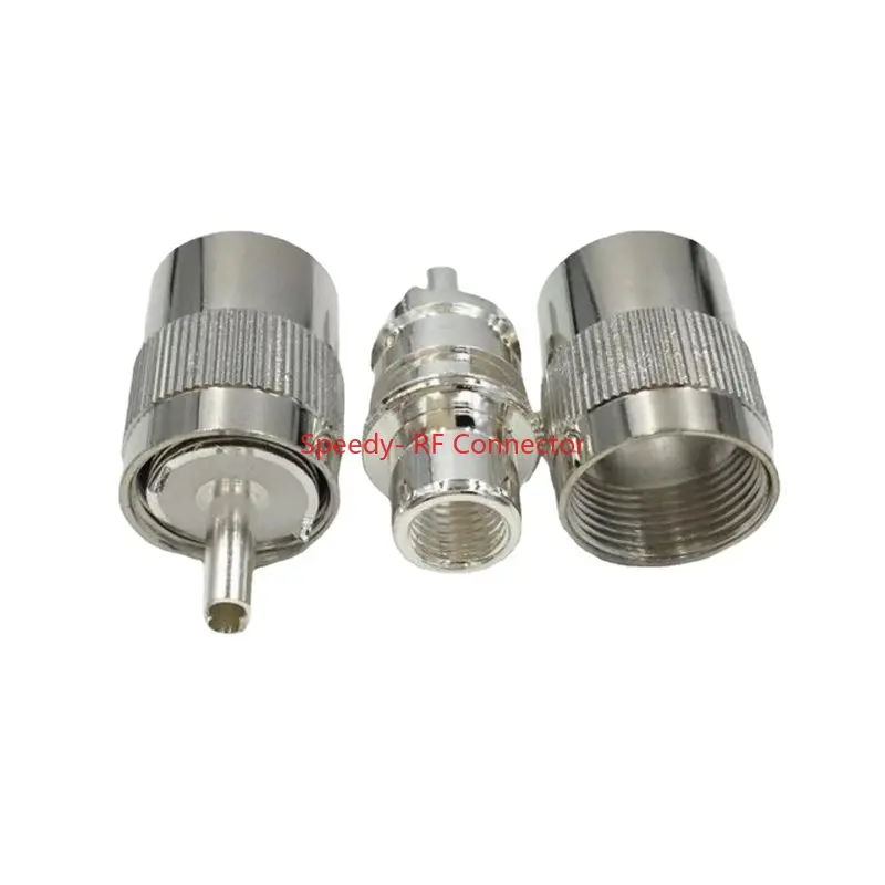 Conector de plugue macho UHF SL16, solda macho para RG58, RG142, LMR195, cabo RG400, adaptador coaxial, latão, cobre, PL259, 1-10pcs