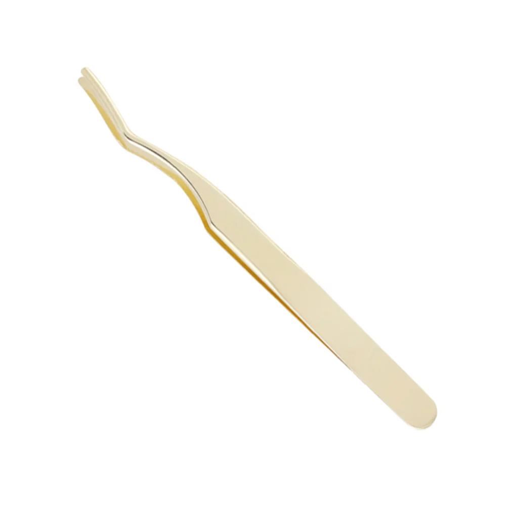 

2pcs Eyelash Tweezers Metal Curved Tip Lightweight Durable Stainless Steel Professional Personal Use Long Lasting Grips