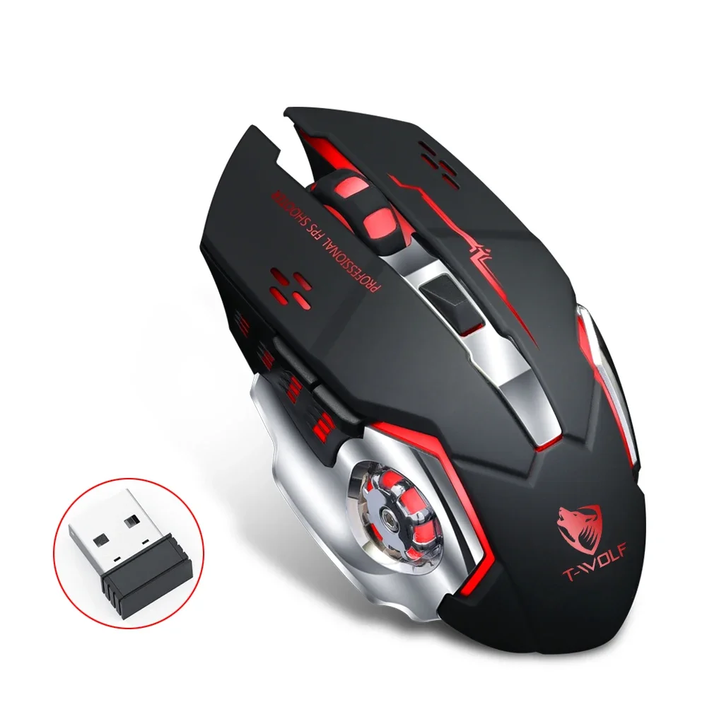 ใหม่ไร้สายชาร์จเมาส์สําหรับเล่นเกม Mute Backlit Mouse Mechanical Ergonomic Optical อุปกรณ์เสริมคอมพิวเตอร์สําหรับ PC แล็ปท็อป