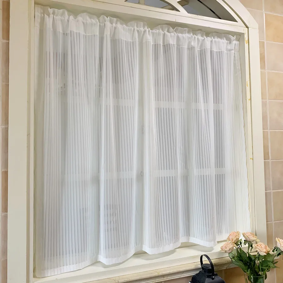 Simple blinds, screen curtains, window screens, stripes, living room, balcony, French windows, white screen curtains