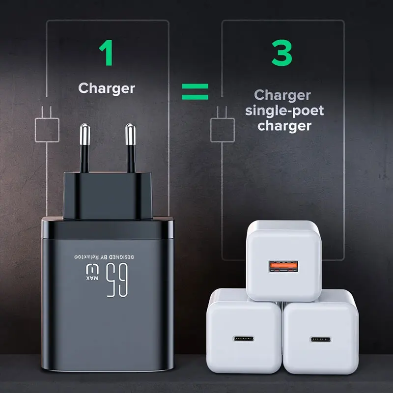 65w USB Type-C Charger PD Fast Charger Quick Charger PD 45W 30w Dual USB C Charger For iPhone For Samsung S26 S25 Laptop Tablet view 3