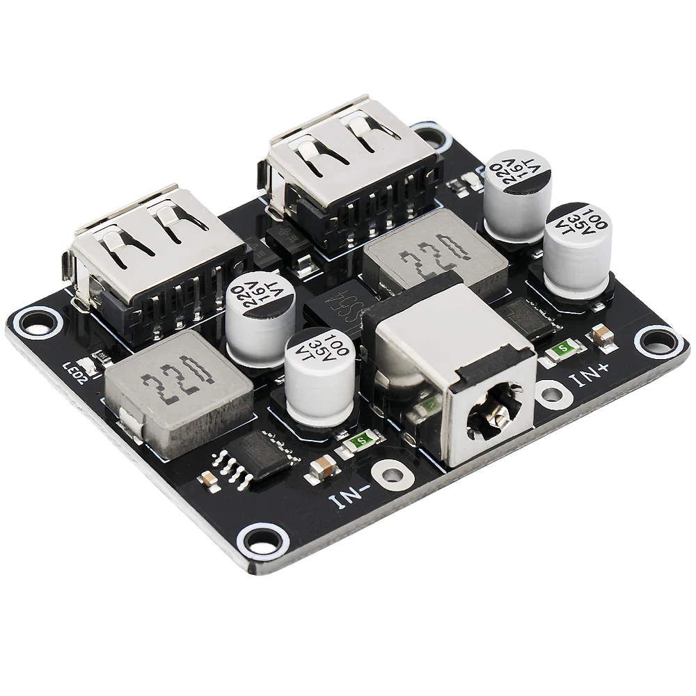 USB QC3.0 QC2.0 DC-DC Buck Converter Charging 2-Channel Step Down Module 6-32V 9V 12V 24V to Fast Quick Charger Circuit Board 5V