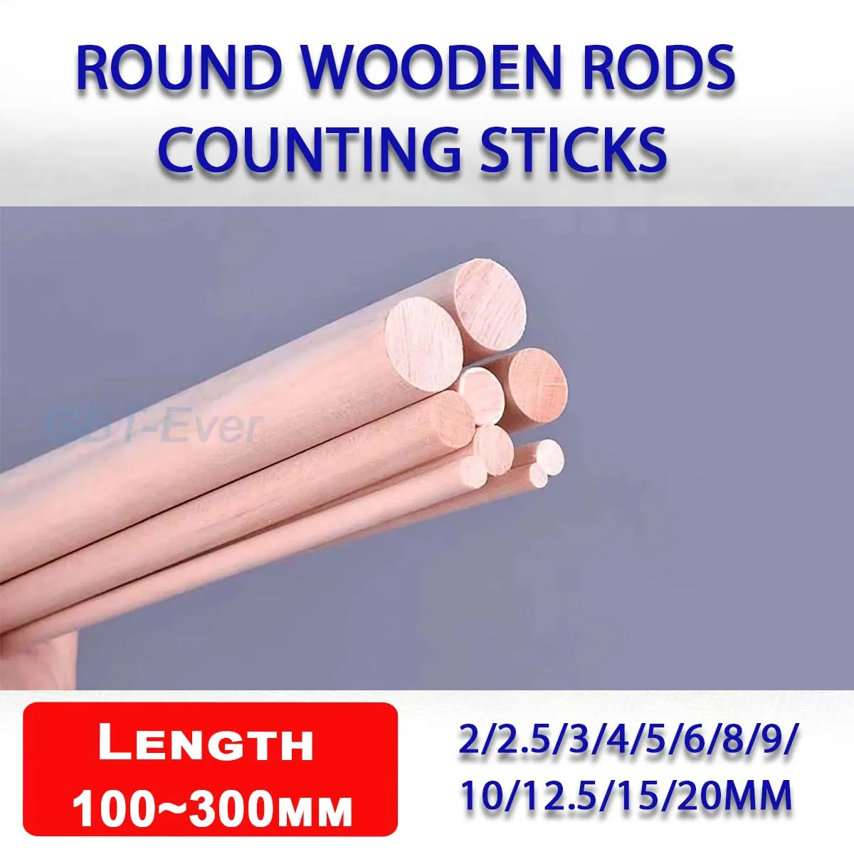 1~200Pcs Length 100~300mm Round Wooden Rods Counting Stick Dia 2/2.5/3/4/5/6/8/9/10/12.5/15/20mm Building Model Woodworking DIY