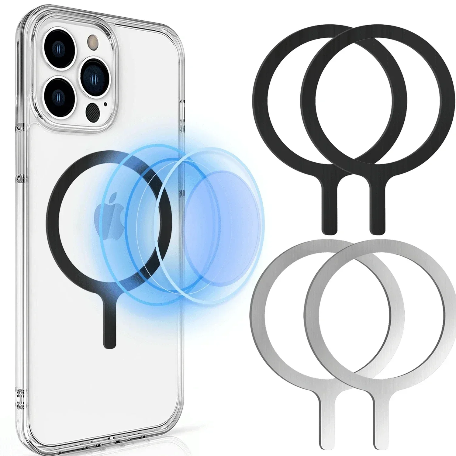 10-1 Stück Metallring-Aufkleber Magnetische Kabellose Ladehalterung für das Auto für Magsafe-Hüllen-Konverter-Adapterring für iPhone Samsung – Detail 6