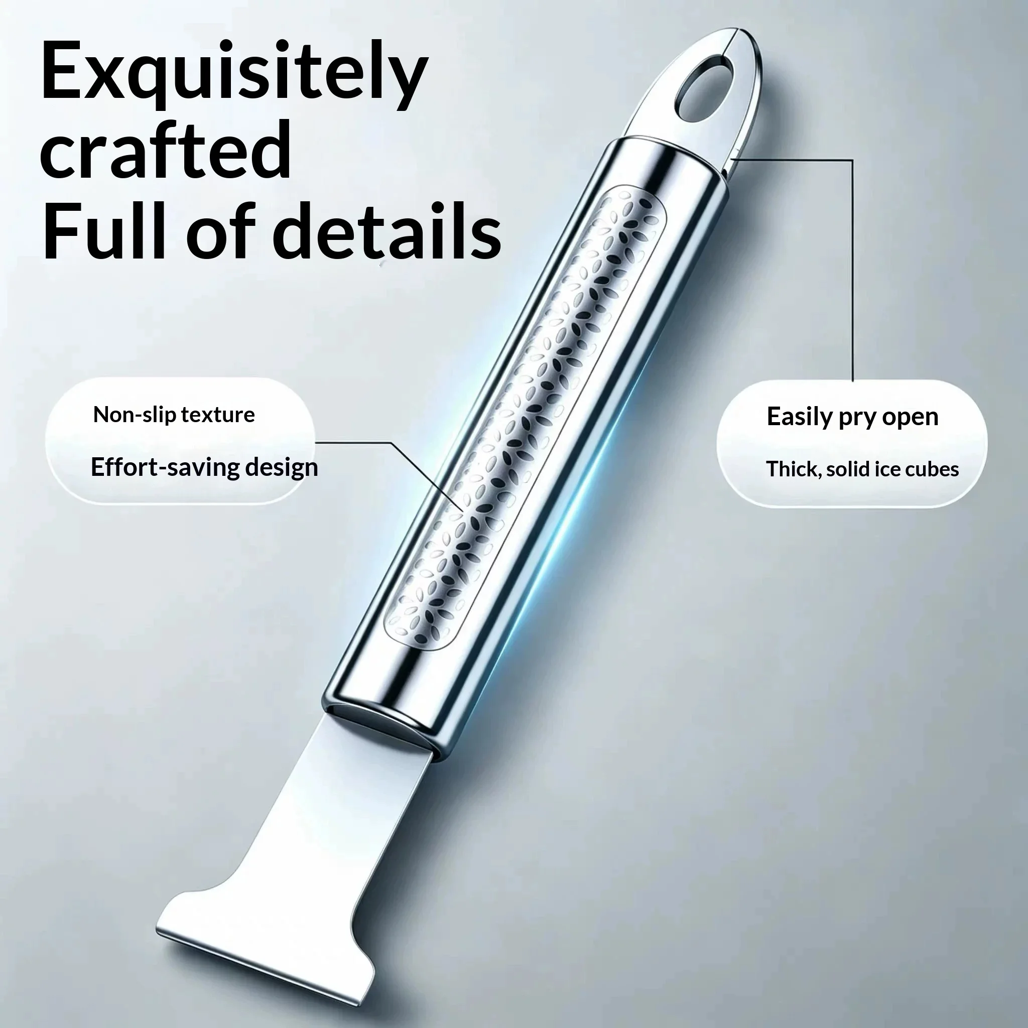 Stainless Steel Ice Scraper Refrigerator Freezer Defrost Shovel Non-slip Handle Household Cleaning Gadget for Removing Grease