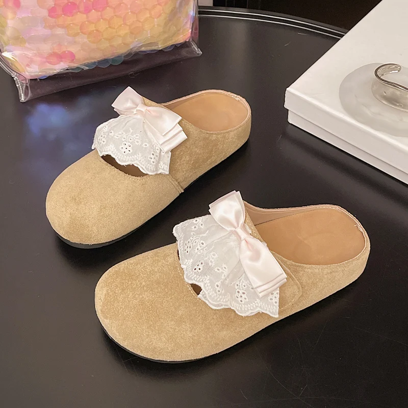 Zapatillas con lazo para Mujer, Sandalias planas, Zapatos de mulas, zapatillas deportivas de verano 2025, chanclas de tendencia, chanclas deportivas con talón descubierto, Zapatos para Mujer
