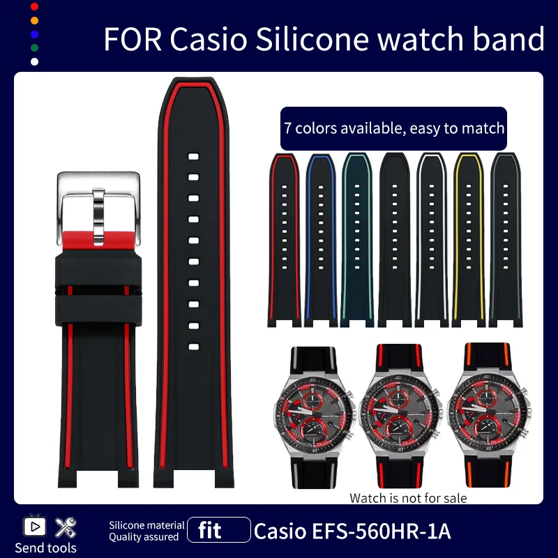 

Concave silicone strapFor Casio 5633 EFS-560 EFS-560HR-1A Edifice Series Modified Rubber Waterproof Strap Sports Watchband 26mm