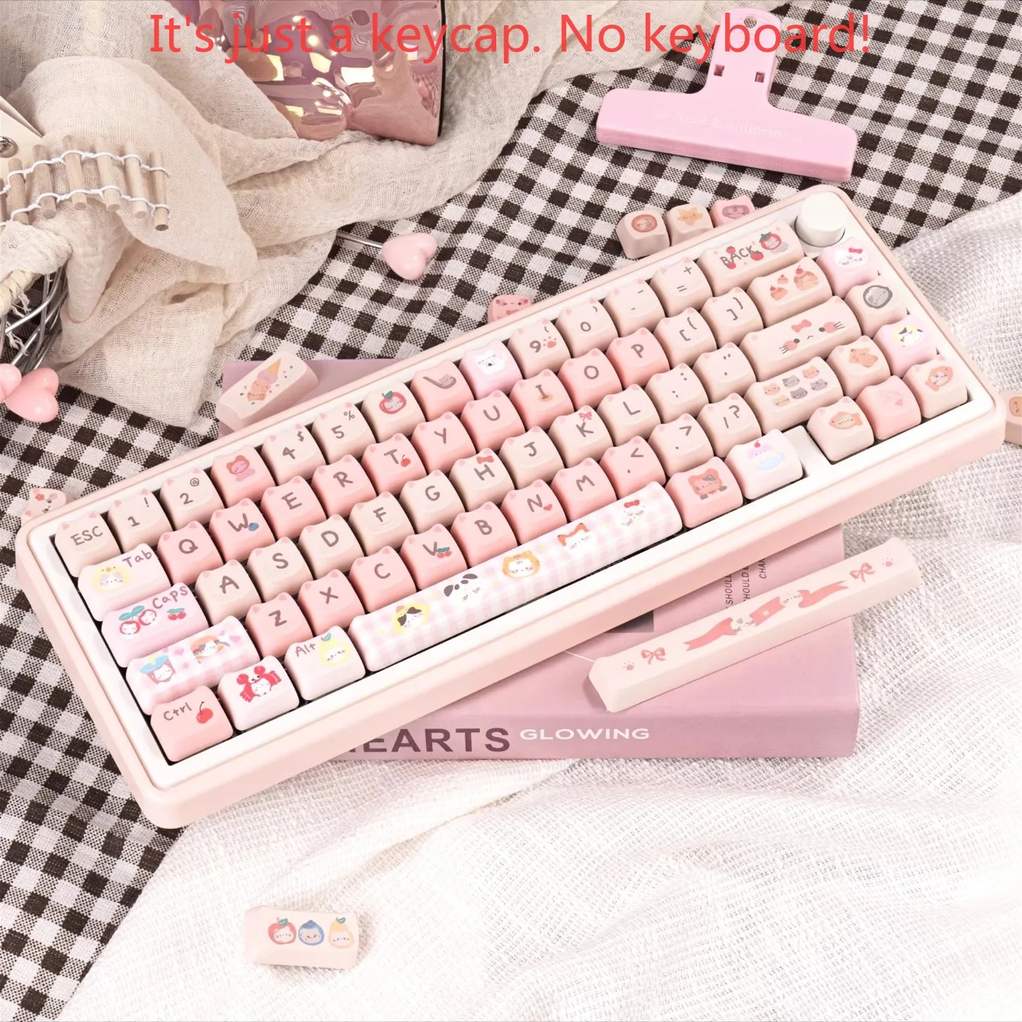 Cute Cat Head Cover MAO Profile Keycaps 145 Keys PBT Keycap Set for Mechanical Keyboard