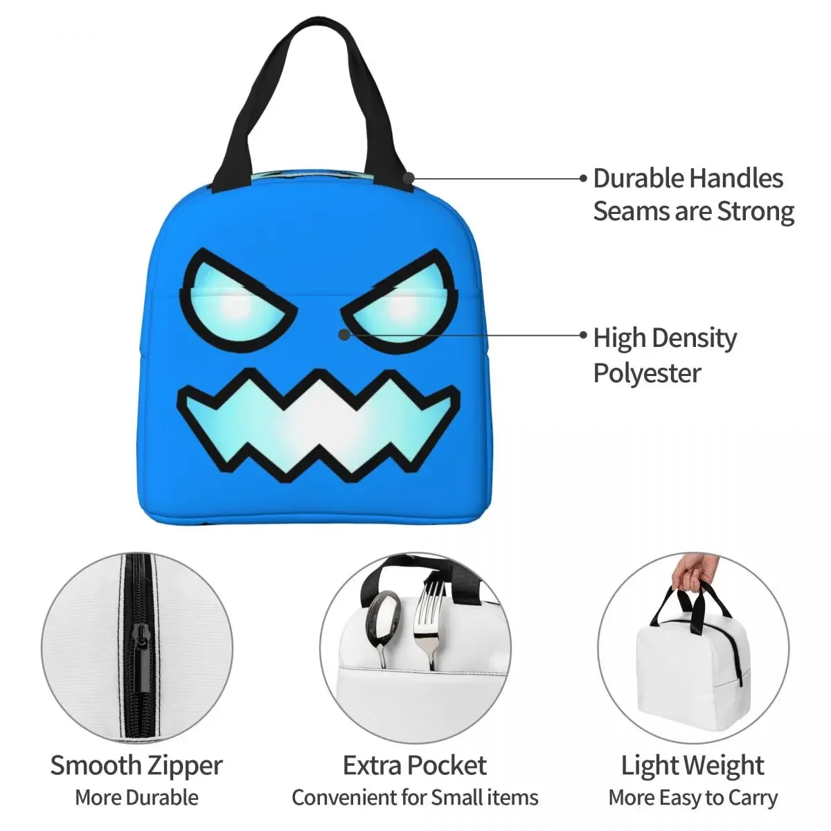 Geometry Cube Dash Game Insulated Lunch Bag Unblocked Level Meal Container Cooler Bag Lunch Box Tote School Outdoor Food Bag