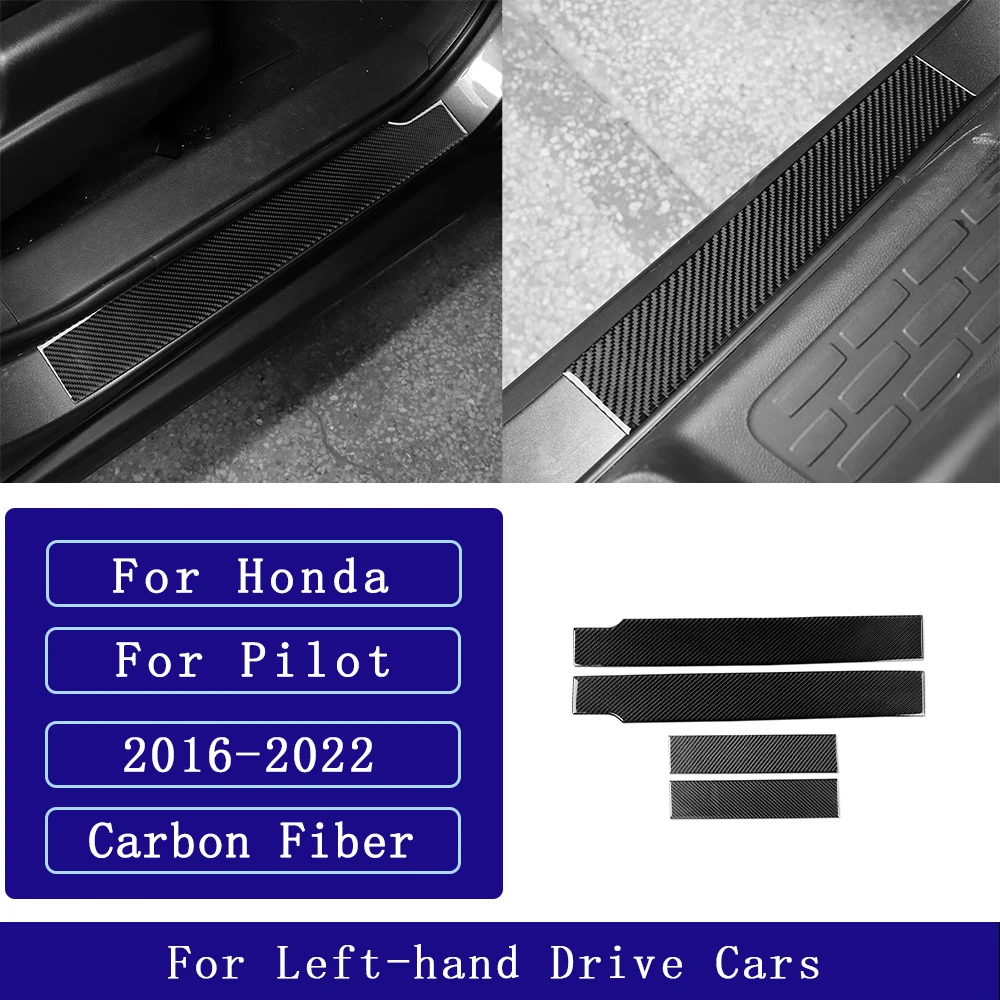 For Honda Pilot 2016-2022 Carbon Fiber Exterior Door Sill Threshold Strips Panel Car Accessories Exterior Decorative Stickers
