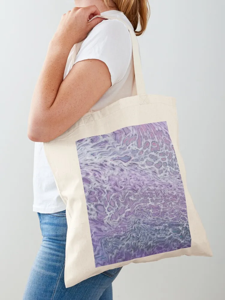 Lilac Acrylic Pouring Abstract Fluid Art Tote Bag shopping trolley bag the tote bag Woman shopper Canvas Tote