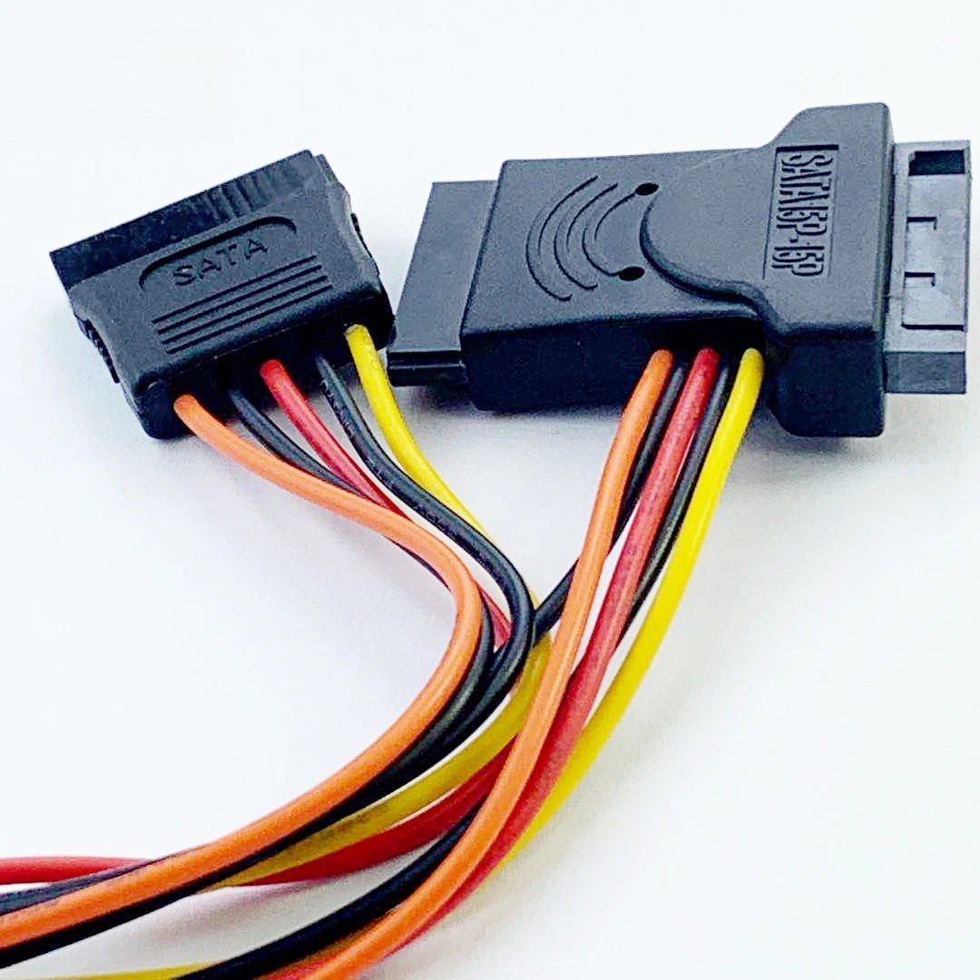 SATA 15P Testa femmina X2 a SATA 15P Maschio Plus Femmina Adattatore Cavo di alimentazione disco rigido Lunghezza opzionale 0,15 M 0,3 M