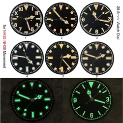 28.5mm Retro Green Luminous Watch Dial + Watch Hands for NH35 NH36 Movement Modified Part