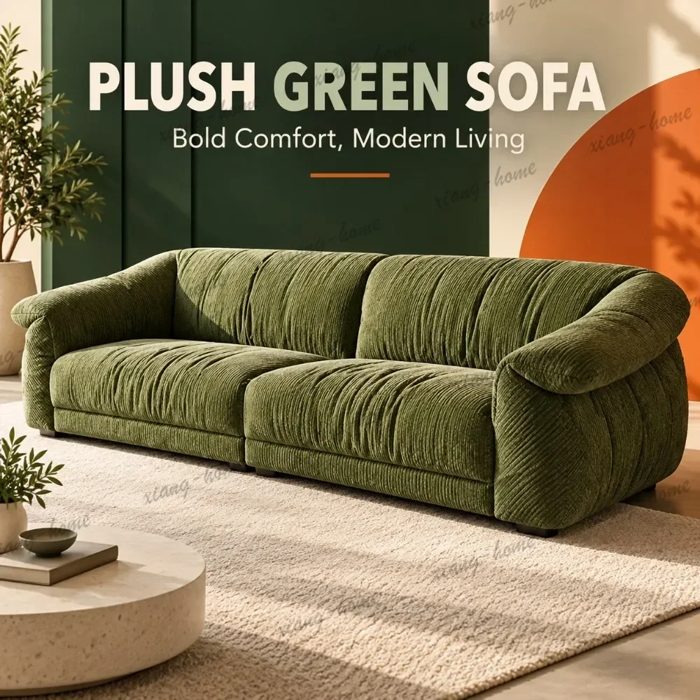 YJ New Premium Chenille Velvet Sofa Set, High Density Sponge Backrest Couch, Minimalist Luxury Furniture for Villa Living Room