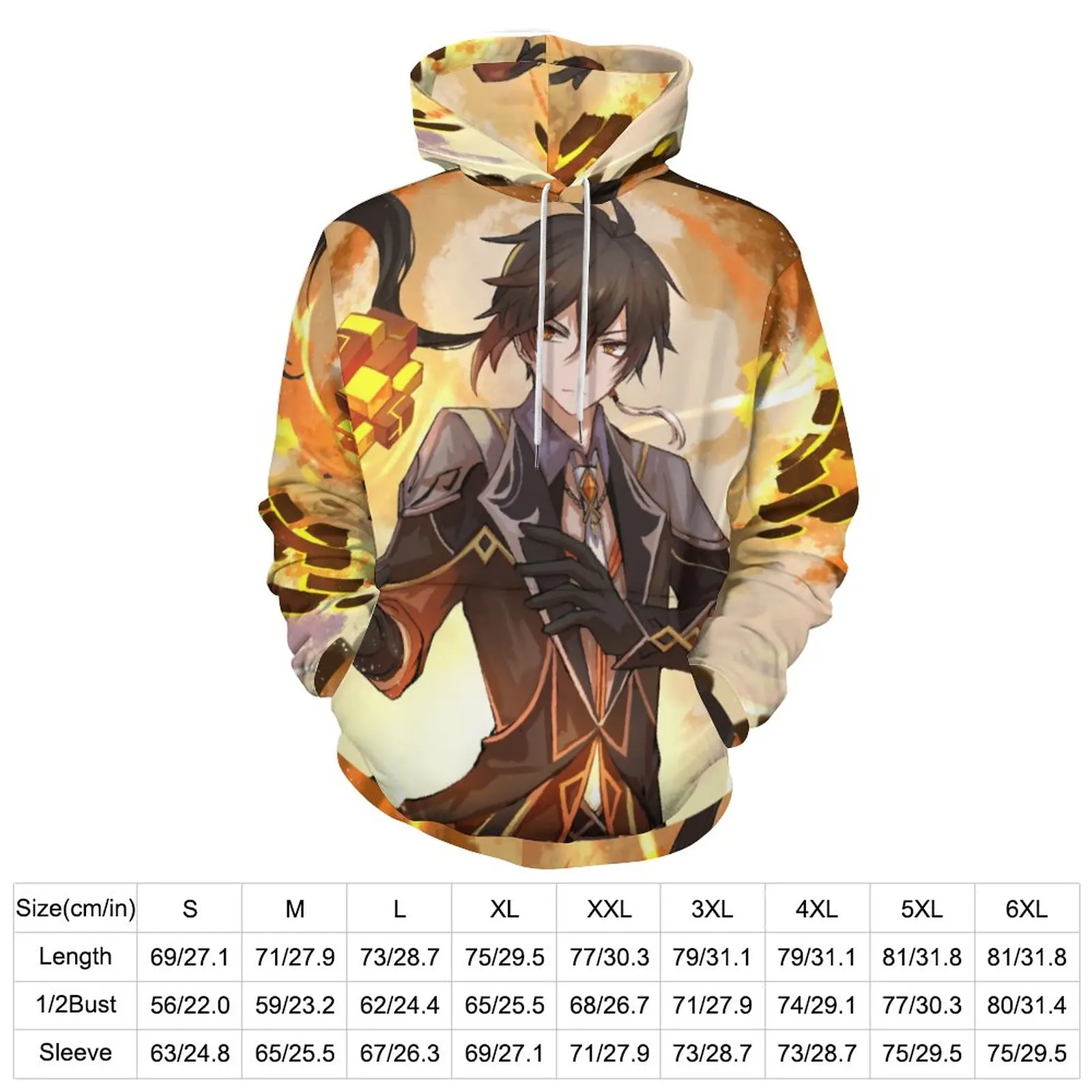 Zhongli Geo Genshin Impact Loose Hoodies Wish Ritual Casual Hoodie Man Long Sleeve Kawaii Design Hooded Sweatshirts Plus Size