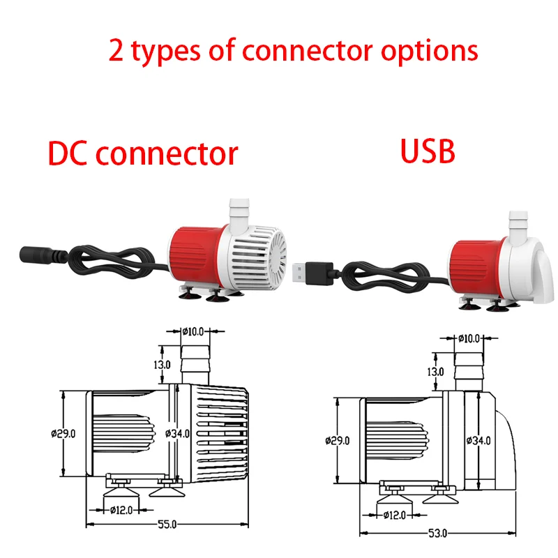 DC12V silent submersible pump fish tank side suction bottom suctionpump 280L/H bedroom living room variable frequency water pump