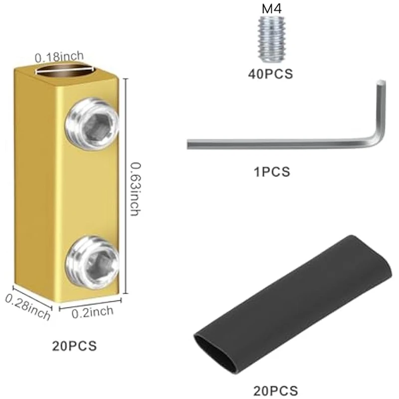 Kit de porca de conector de fio 20 peças 20amp, conector de encaixe de calibre 10awg, terminal de fiação rápida de emenda, com tubo termo retrátil