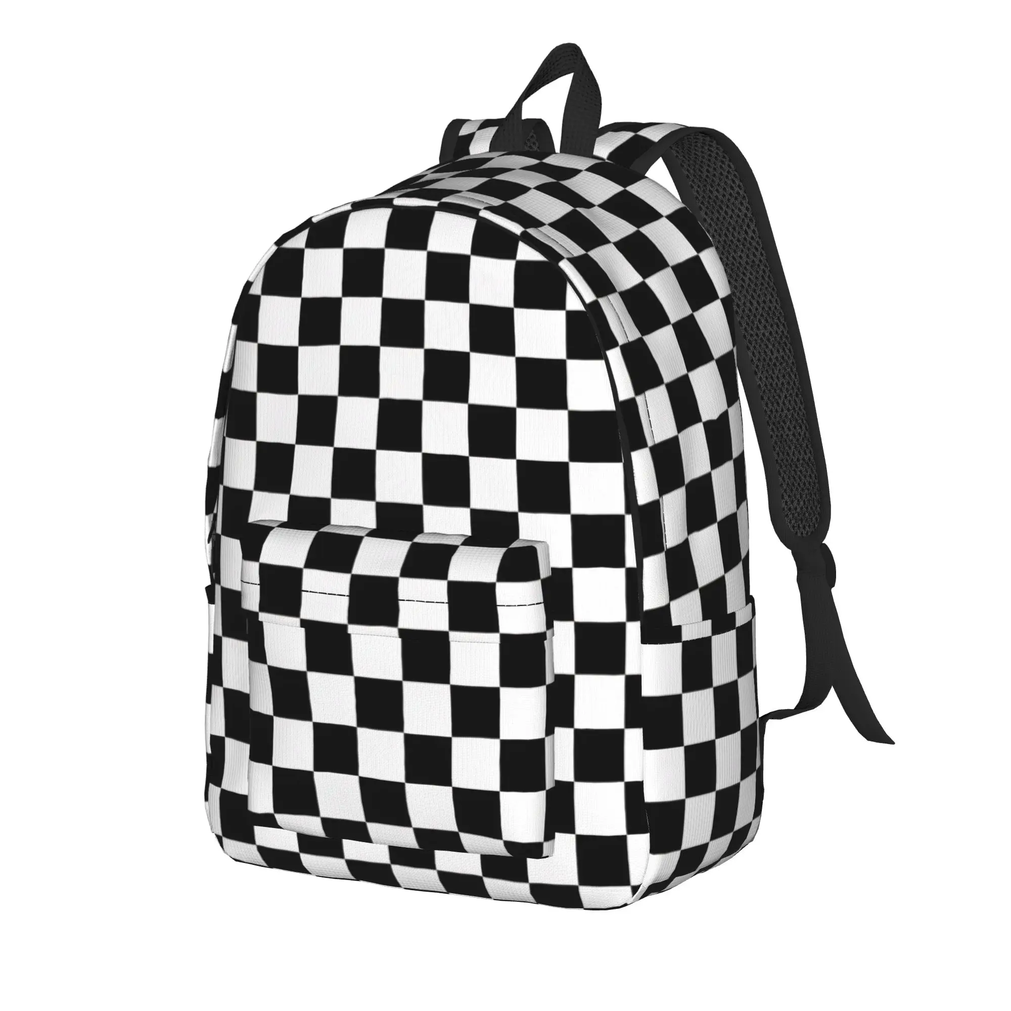 Monochrome Checkerboard Backpack  Hiking Backpacks Unisex Kawaii School Bags High Quality Large Rucksack