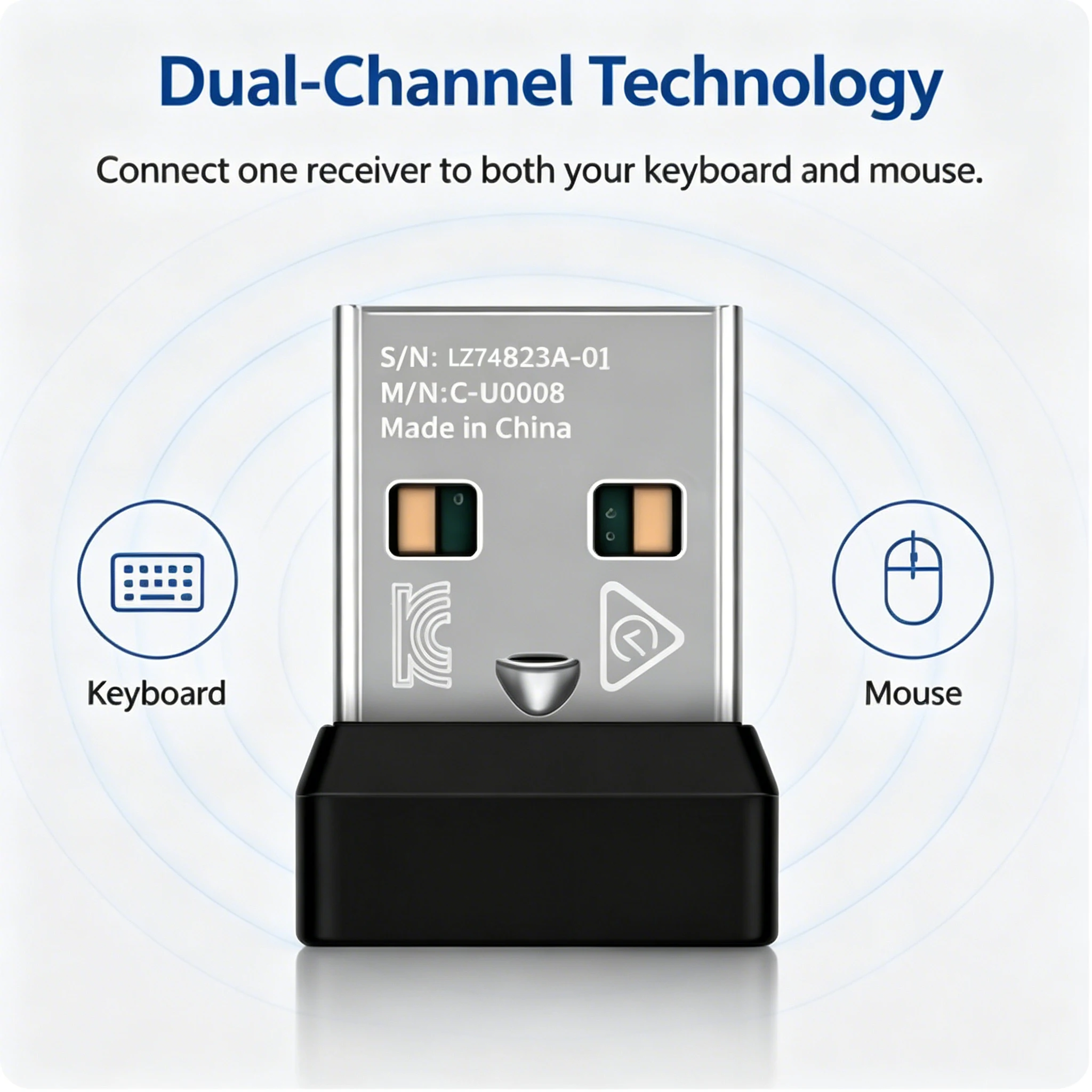 Receiver Compatible with Logitech MK220 MK235 MK240 Nano MK260 MK270 MK275 MK345 Wireless Mouse and Keyboard Set