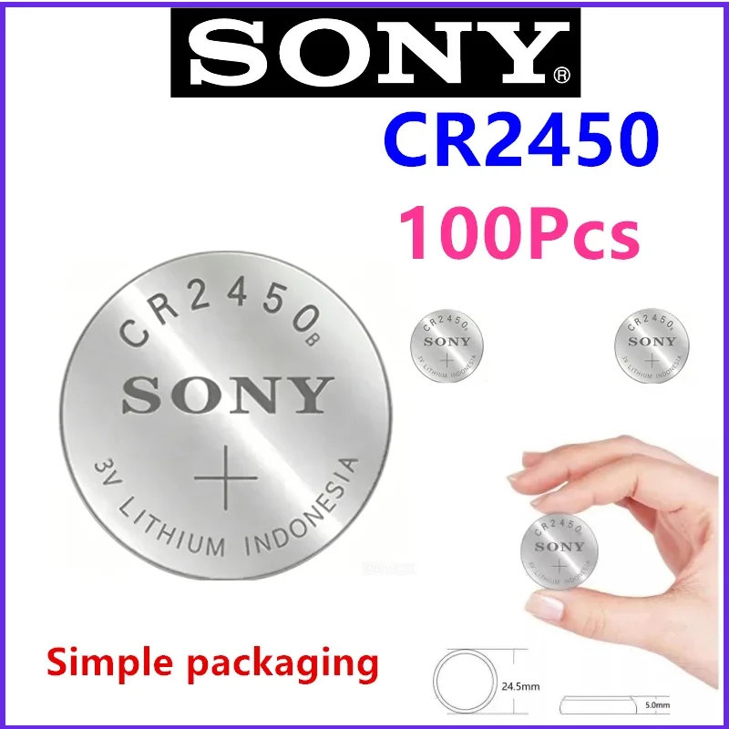 100 Original SONY CR2450 Batteries For Remote Control WatchToys LED Light Button Coin Cell DL2050 BR2450 LM2450 KCR5029 5029LC