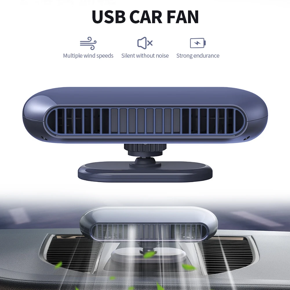 Mini ventilador eléctrico de doble turbina para coche, dispositivo Universal recargable por USB, sin aspas, silencioso, ajustable, circulación de aire