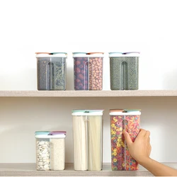 1PC Four Grains And Grains Transparent Storage Crisper Kitchen Supplies Moisture-Proof Sealed Compartmented Open Lid Jar