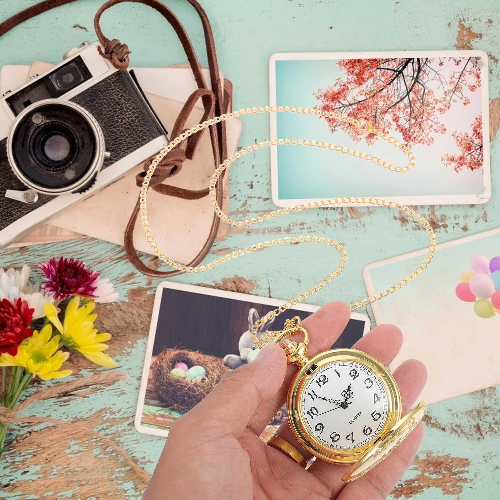 1pc Pattern Pocket Watch Vintage Hanging Watch For Timekeeping Gift Family Souvenir Chest Timing Device