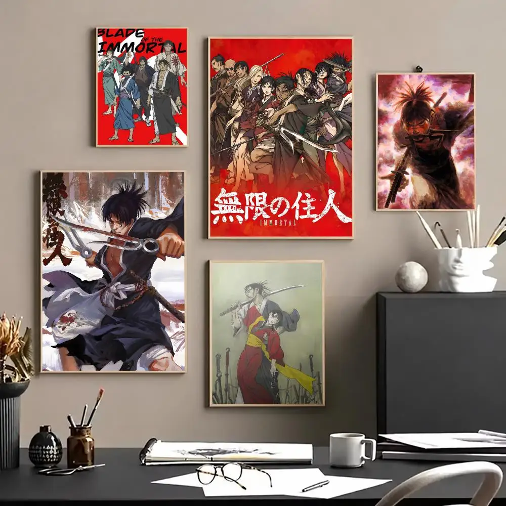 anime Blade of the Immortal Poster HD Self-Adhesive Waterproof Poster Wall HD Print Room Aesthetic Decoration Gift