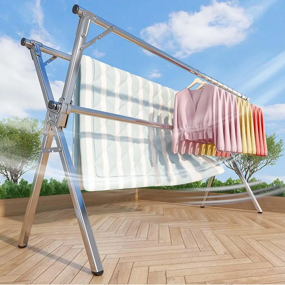 Adjustable Outdoor/Indoor Folding Laundry Rack, Large Retractable Drying Space (160cm)