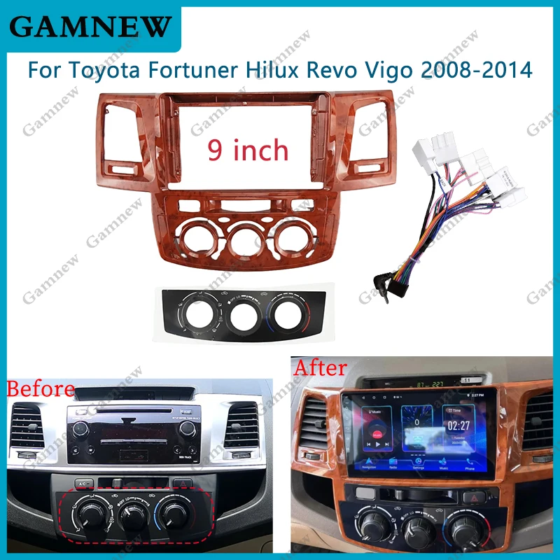 9 Inch Car Frame Fascia Adapter For Toyota Fortuner Hilux Revo Vigo 2008-2014 Android Radio Dash Fitting Panel Kit