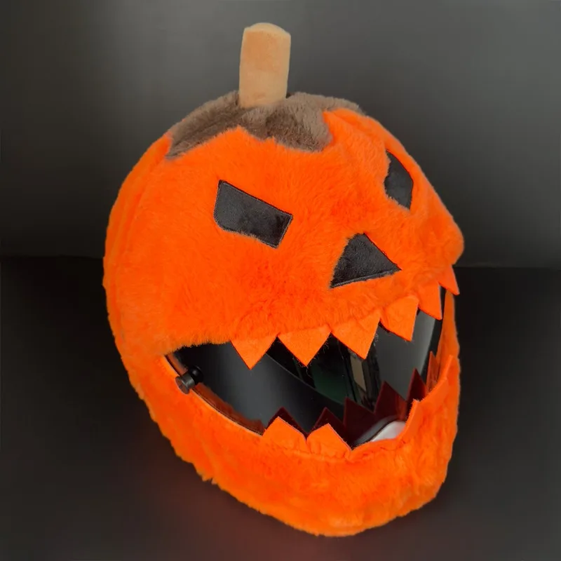 Halloween Pumpkin Plush Motorcycle Helmet Cover Cute Cartoon Full Face Helmet Decoration Protective Helmet SleeveRidingAccessory